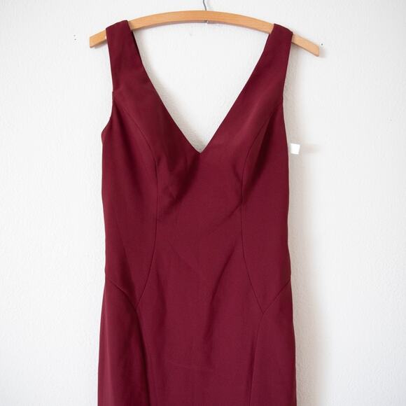 NEW Dessy Collection V Neck Open Back Gown Cocktail Dress in Cabernet - Picture 3 of 8